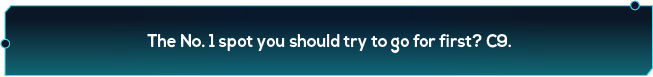 Der Platz Nr. 1, den Sie zuerst anstreben sollten? C9.