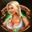 Blonde Kellnerin, gruМ€ner Hintergrund (Feature)